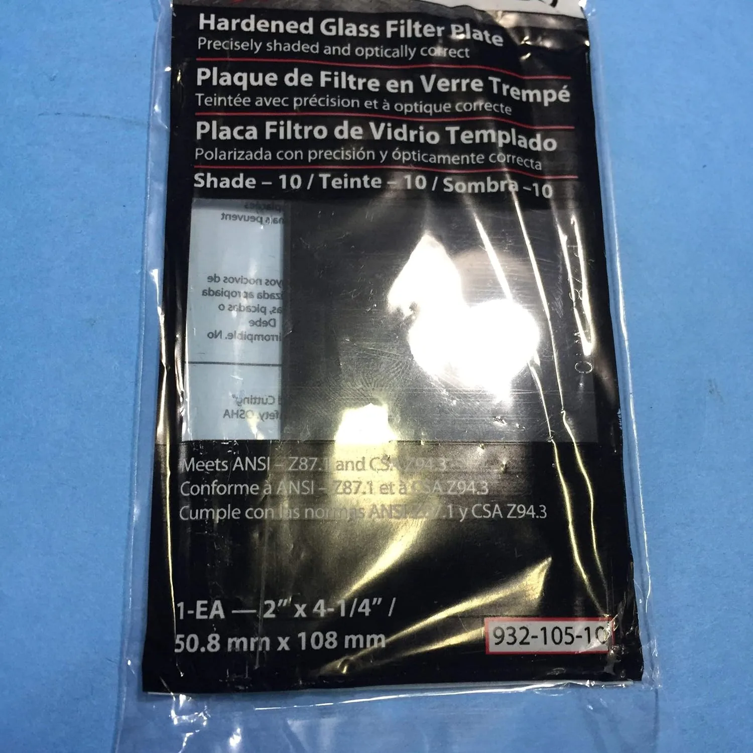 FILTER PLATE GLASS 2 X 4.25 (BW-2X4-1/4 #10)