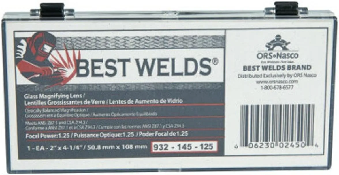 BEST WELDS 901-932-145-125 - 2" Glass Magnifier Plate, 2" x 4.25" 1.25 Diopter, Clear
