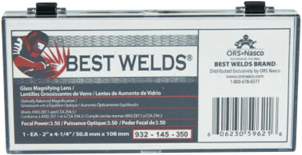 BEST WELDS 901-932-145-350 - 2" Glass Magnifier Plate, 2" x 4.25" 3.5 Diopter, Clear