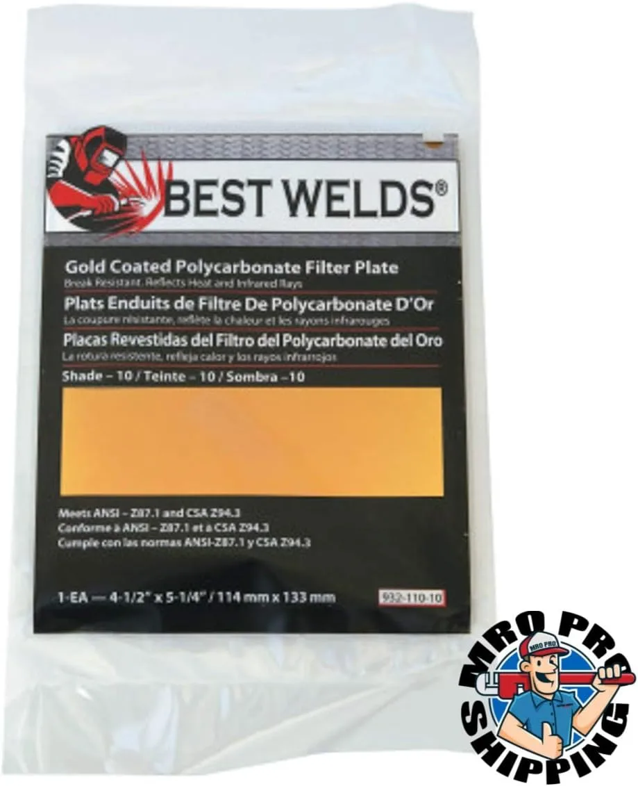 BEST WELDS 901-932-110-10 - 2" Gold Coated Filter Plate, Gold/10, 4.5 x 5.25,
