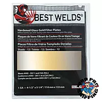 BEST WELDS 901-932-458-12 - 2" Hardened Glass Gold Filter Plate, Gold/12, 4.5" x 5.25"