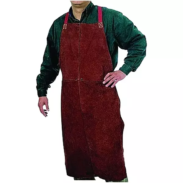 BEST WELDS 902-Q-5 - Select Split Cowhide Leather Bib Apron, 24" W x 36" L, Golden Brown