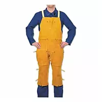 BEST WELDS 902-Q-9 - Leather Split Leg Bib Aprons, 42" x 24" Split Cowhide, Golden (6pk)