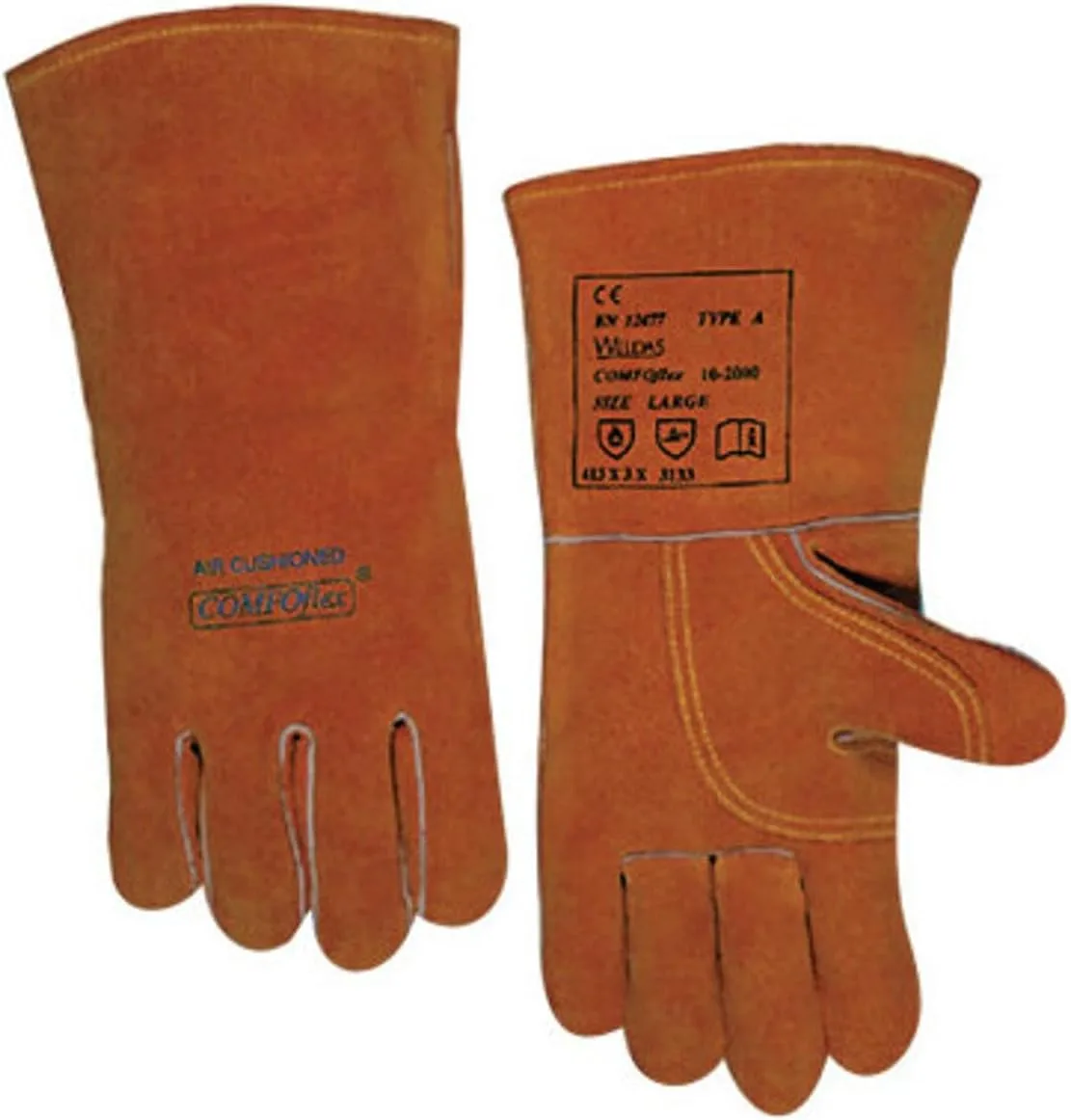 Best Welds Premium Leather Welding Gloves, Split Cowhide, Large, Buck Tan
