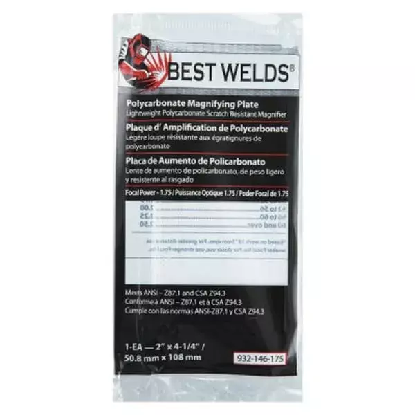 Best Welds 932-146-175 Bw-2x4-1/4 Polycarb Maglens 1.75 Diopter