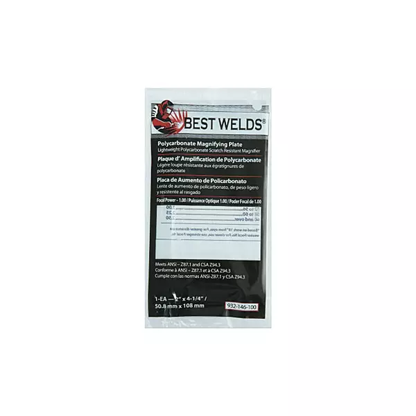 BEST WELDS 901-932-146-100 - 2" Plastic Magnifier Plate, 2" x 4.25" 1 Diopter, Polycarbonate, Clear