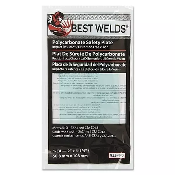 BEST WELDS 901-932-440-2" Safety Plate, 2" x 4.25" Polycarbonate, Clear