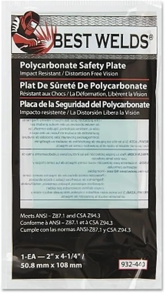 BEST WELDS 901-932-440-2" Safety Plate, 2" x 4.25" Polycarbonate, Clear