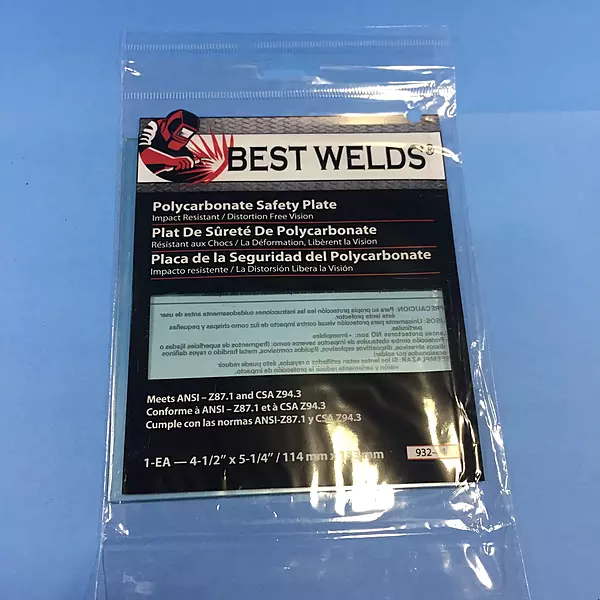 BEST WELDS 901-932-442-2" Safety Plate, 4.5" x 5.25" Polycarbonate, Clear