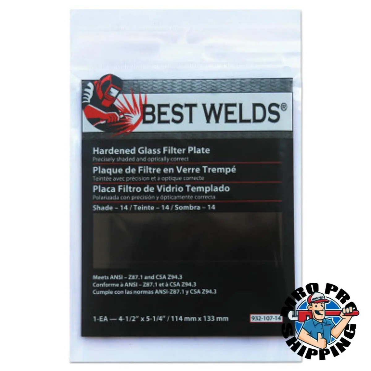 BEST WELDS 901-932-107-14 - 2" Glass Filter Plate, Shade 14, 4-1/2 x 5-1/4" Green