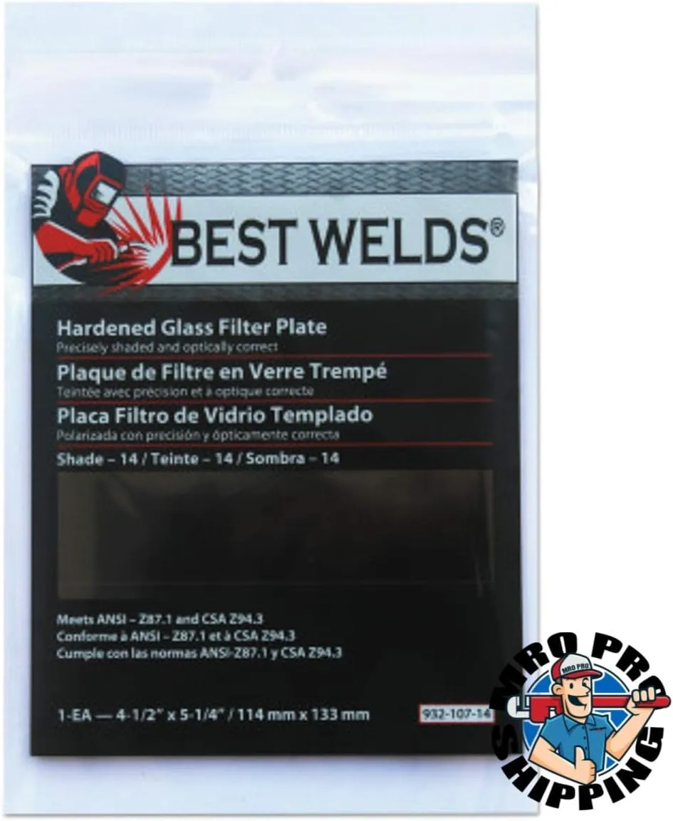 BEST WELDS 901-932-107-14 - 2" Glass Filter Plate, Shade 14, 4-1/2 x 5-1/4" Green