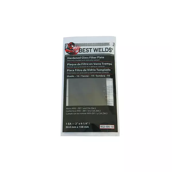 BEST WELDS 901-932-107-4 - 2" Glass Filter Plate, Shade 4, 4 1/2 x 5 1/4" Green