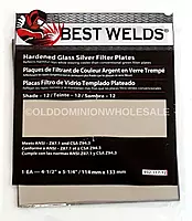 BEST WELDS 901-932-117-12 - 2" Glass Silver Mirror Filter Plate, Silver/12, 4.5" x 5.25"