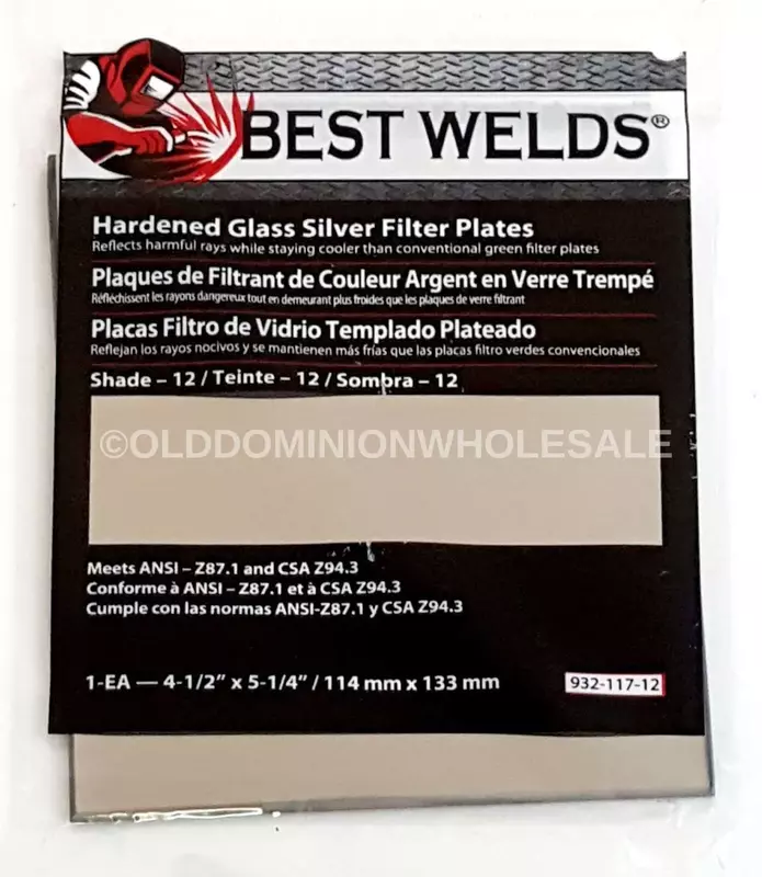 BEST WELDS 901-932-117-12 - 2" Glass Silver Mirror Filter Plate, Silver/12, 4.5" x 5.25"