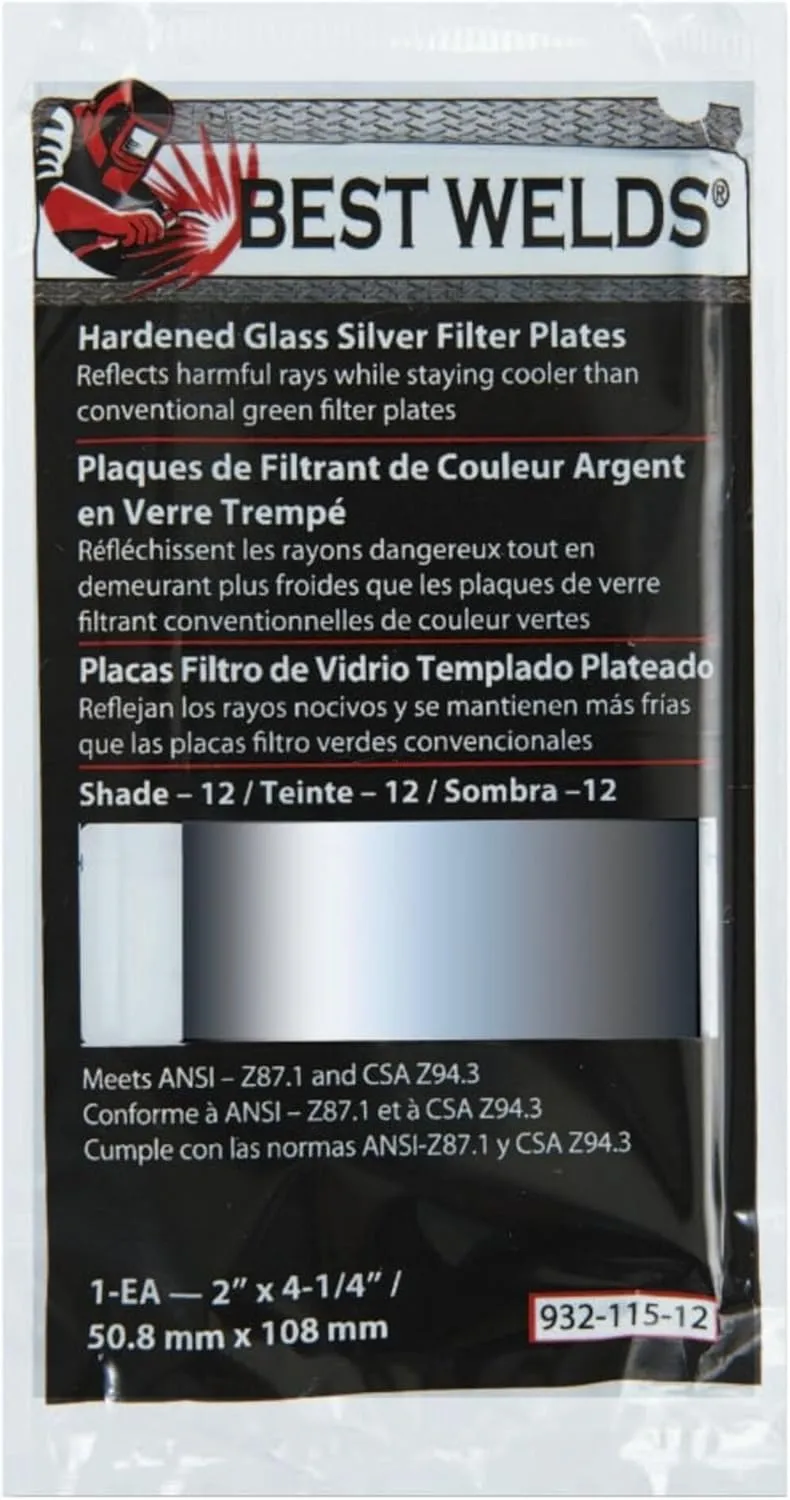 BEST WELDS 901-932-117-8 - 2" Glass Silver Mirror Filter Plate, Silver/8, 4.5" x 5.25"