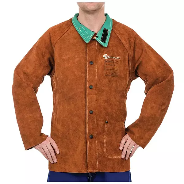 BEST WELDS 902-1200-M - Split Cowhide Leather Jacket, Medium, Lava Brown (6pk)