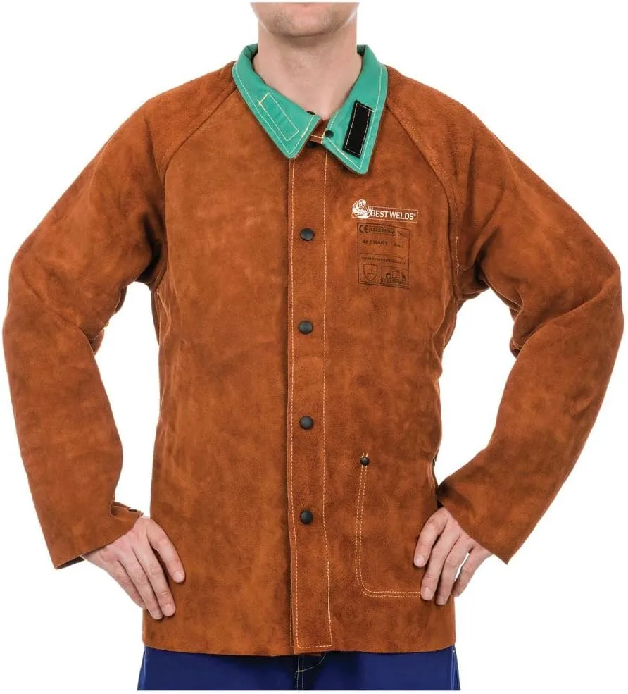 BEST WELDS 902-1200-M - Split Cowhide Leather Jacket, Medium, Lava Brown (6pk)