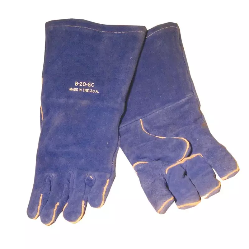 BEST WELDS 902-B-20GC - Premium Welding Gloves, Split Cowhide, Large, Blue
