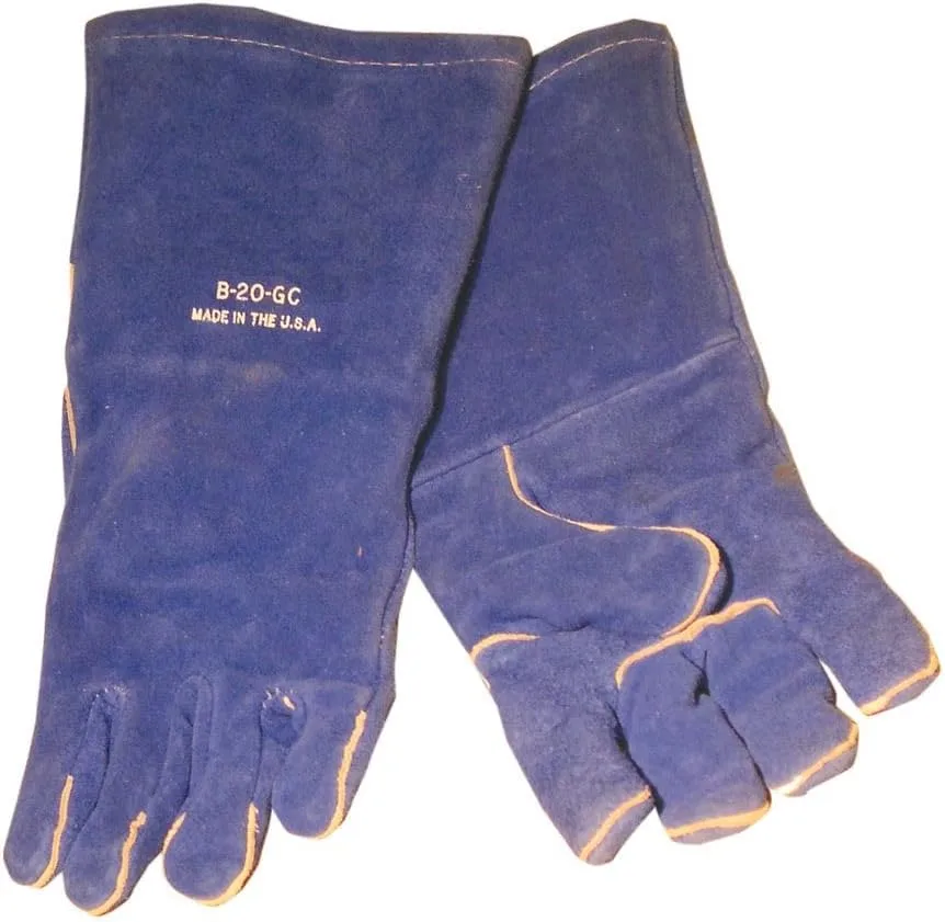 BEST WELDS 902-B-20GC - Premium Welding Gloves, Split Cowhide, Large, Blue