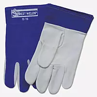 BEST WELDS 902-70TIG - TIG Welding Gloves, Capeskin/Split Cowhide, Large, Blue/White