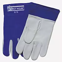 BEST WELDS 902-70TIG - TIG Welding Gloves, Capeskin/Split Cowhide, Large, Blue/White