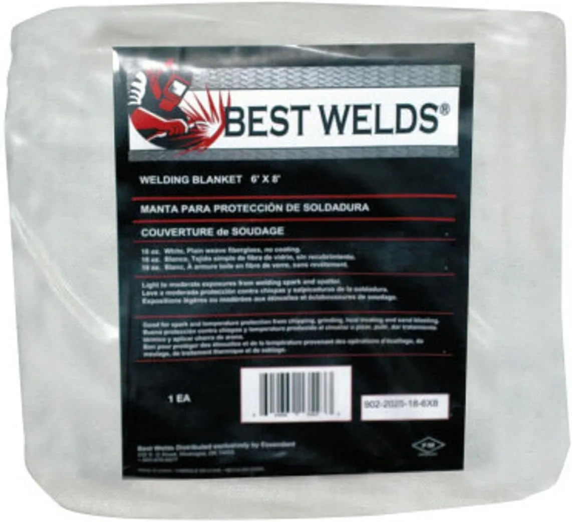 BEST WELDS 902-2025-18-6x6 - Welding Blanket, 6ft X 6ft, Fiberglass, White, 18 oz