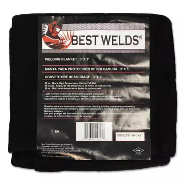 BEST WELDS 902-1800CFM-16-6X8 - Welding Blanket, 8ft x 6ft, Carbon Fiber, Mat, Black, 16
