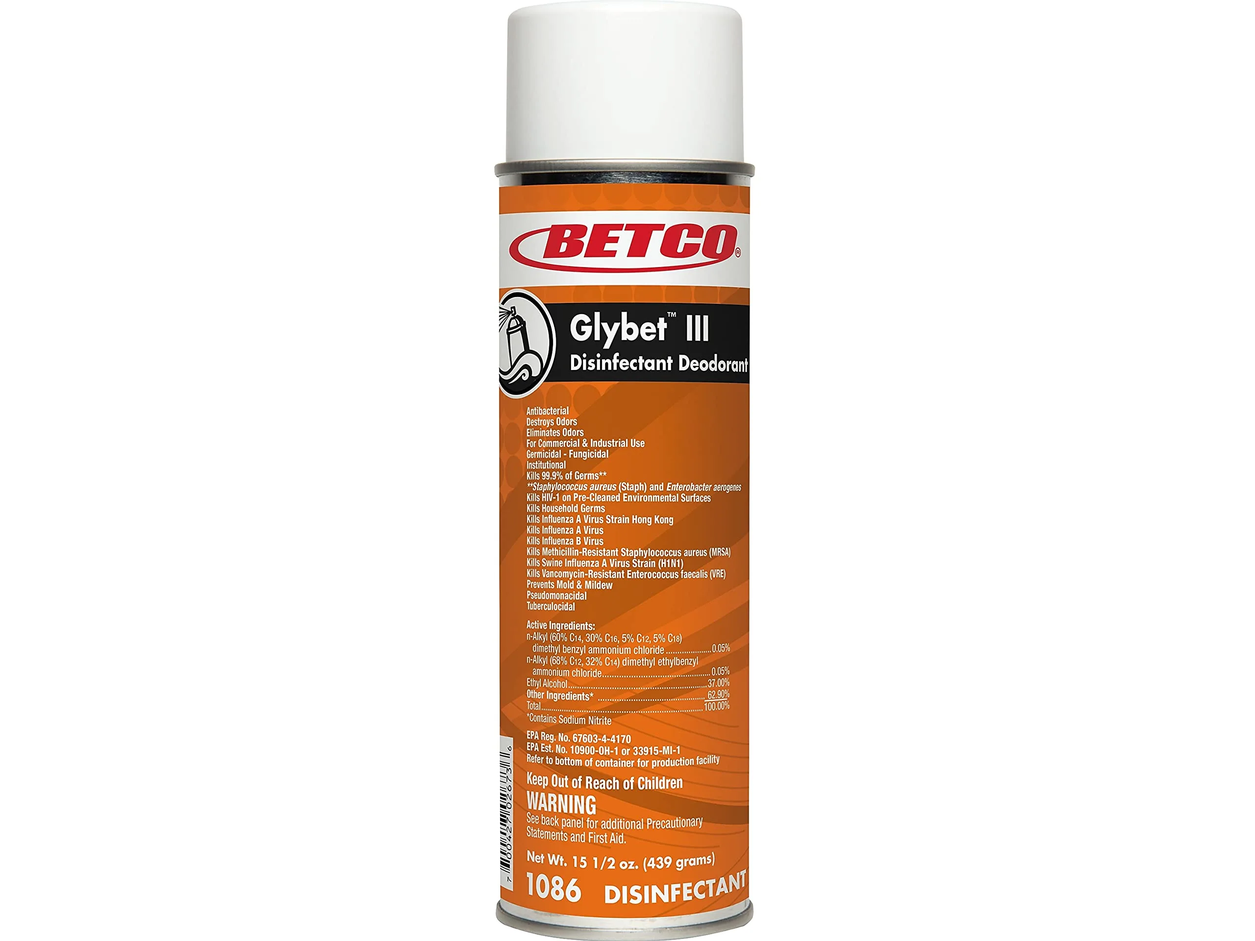 Betco 10862300 Glybet III Disinfectant, Citrus Bouquet Scent, 15.5 Oz., 12/Carton