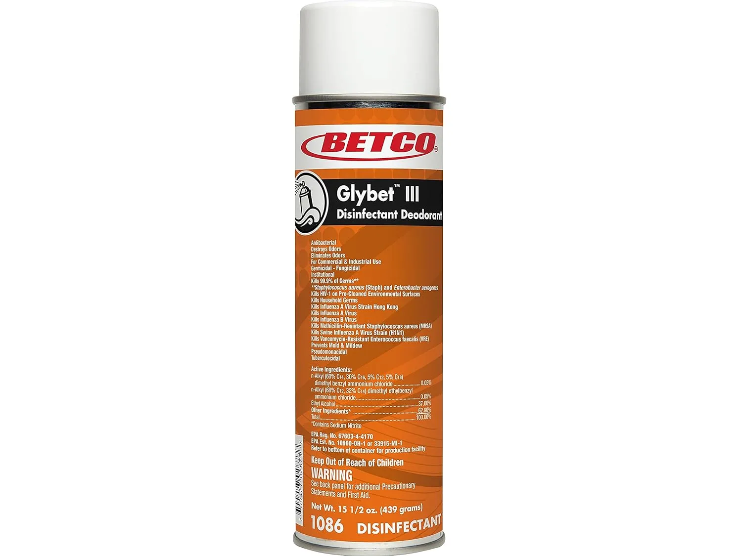 Betco 10862300 Glybet III Disinfectant, Citrus Bouquet Scent, 15.5 Oz., 12/Carton