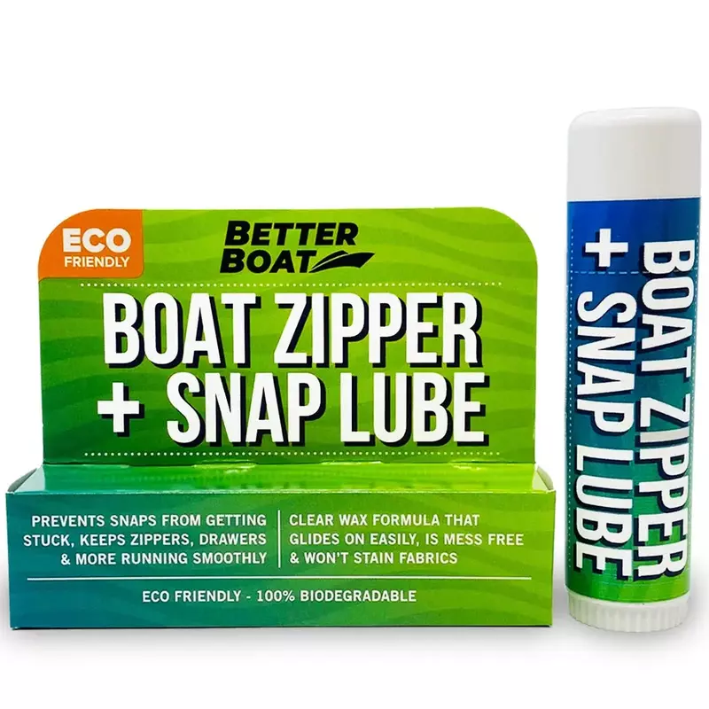 Zipper Wax Zip Lube - Marine Grade Zipper Lubricant Stick and Tool for Boat Canvas, Bimini Snaps, Metal Zippers, Jackets