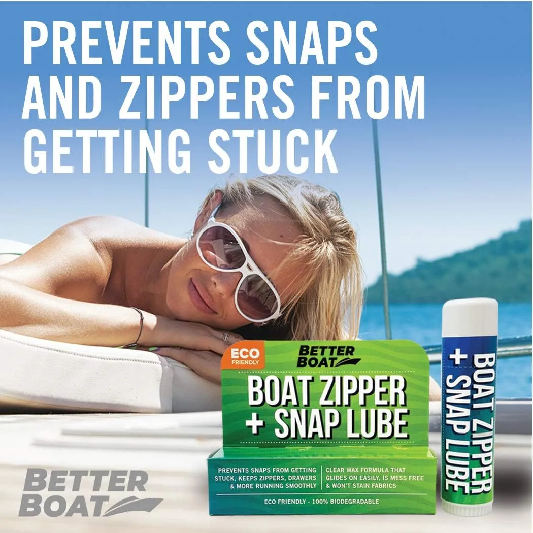 Zipper Wax Zip Lube - Marine Grade Zipper Lubricant Stick and Tool for Boat Canvas, Bimini Snaps, Metal Zippers, Jackets