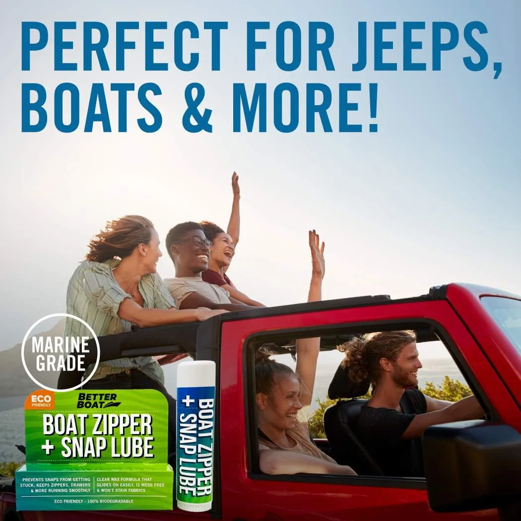 Zipper Wax Zip Lube - Marine Grade Zipper Lubricant Stick and Tool for Boat Canvas, Bimini Snaps, Metal Zippers, Jackets