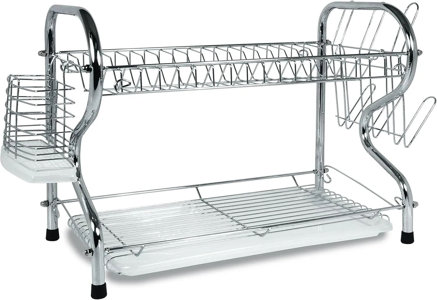 BETTER CHEF Chrome Dish Rack with Mug Stand & Cutlery Holder