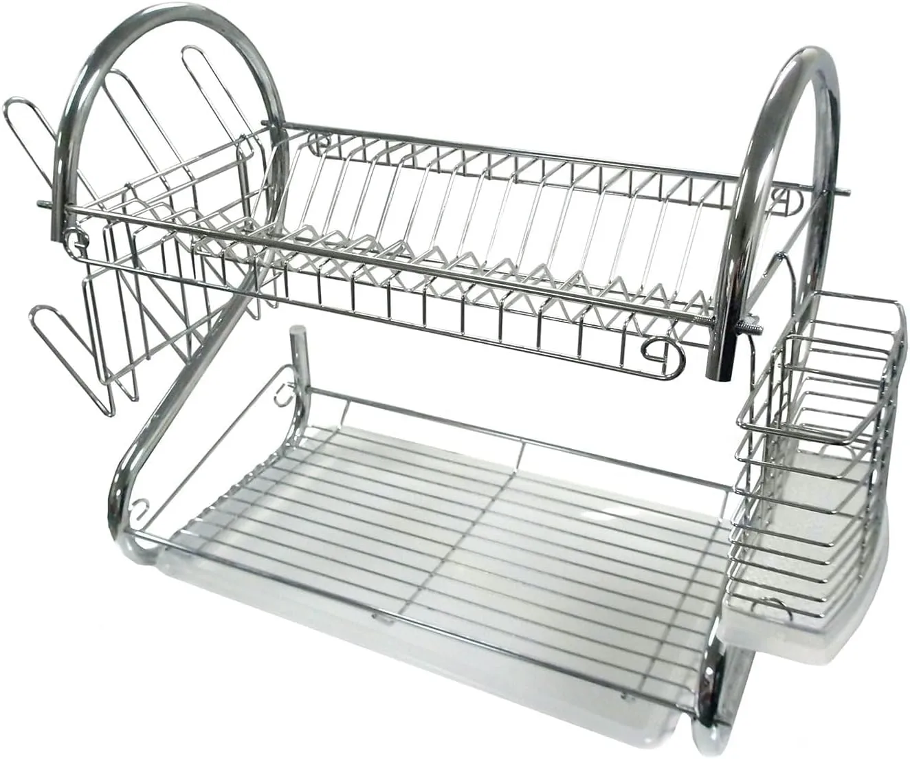 BETTER CHEF Chrome Dish Rack with Mug Stand & Cutlery Holder