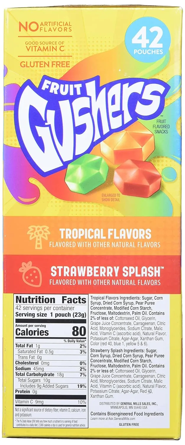 Betty Crocker Fruit Gushers Fruit Snacks, 42 x 0.8 oz Pouches