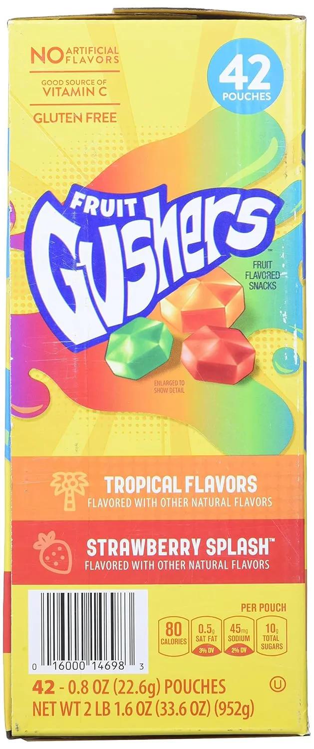 Betty Crocker Fruit Gushers Fruit Snacks, 42 x 0.8 oz Pouches