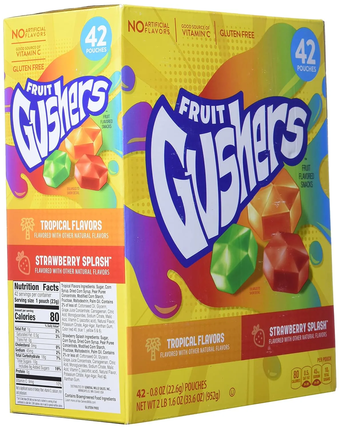 Betty Crocker Fruit Gushers Fruit Snacks, 42 x 0.8 oz Pouches