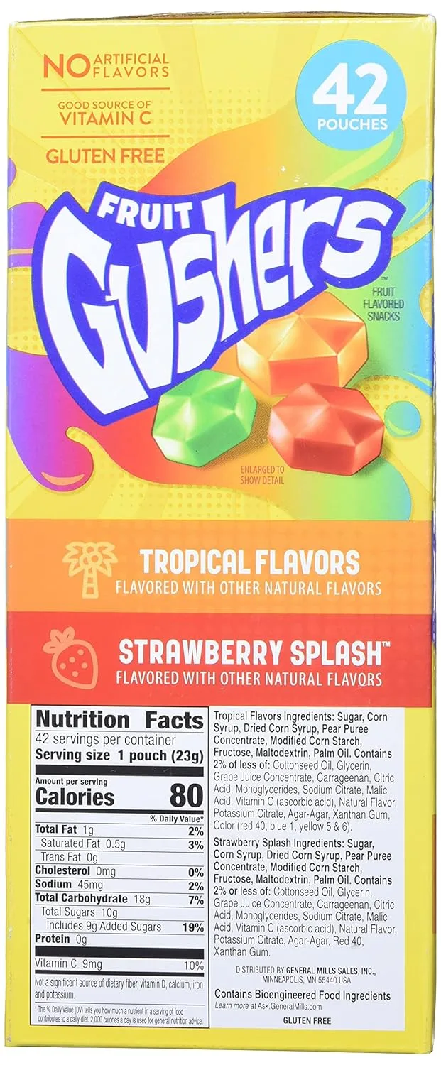 Betty Crocker Fruit Gushers Fruit Snacks, 42 x 0.8 oz Pouches