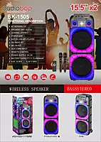 BK-1505 Wireless Karaoke Speaker System with LED Lights, Dual Microphones & Remote