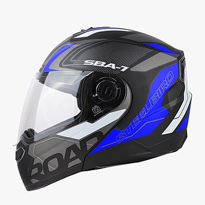 STEELBIRD SBA-7 ROAD MATT BLACK/BLUE C/V (L)
