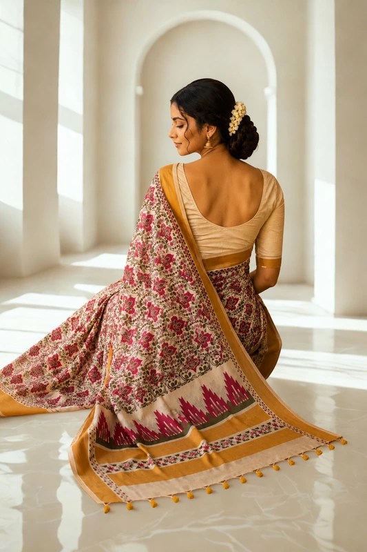 Kerala printing pink floral
