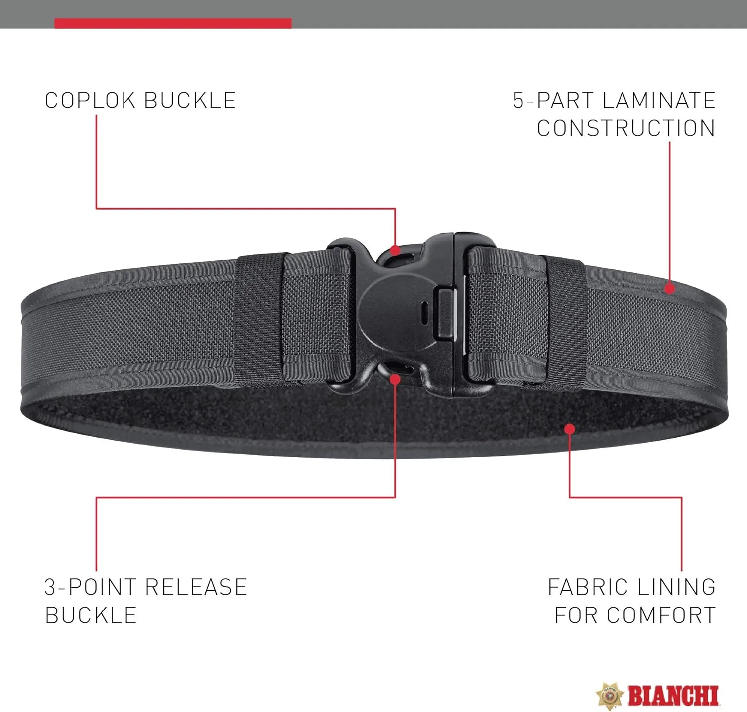BIANCHI Accumold Model 7200 Nylon Duty Belt, 2.25 in