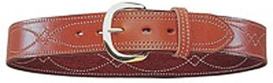 BIANCHI B9 Fancy Stitched Reversible Leather Belt, 1.75 in, Tan, Brass Buckle