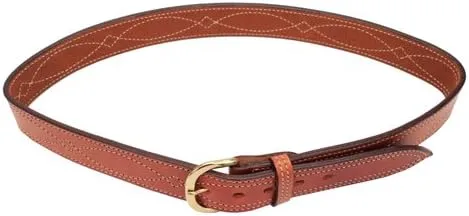 BIANCHI B9 Fancy Stitched Reversible Leather Belt, 1.75 in, Tan, Brass Buckle