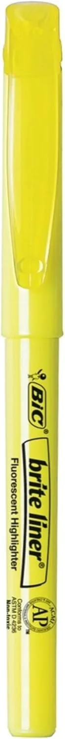 BIC® Brite Liner® Highlighters, Chisel Point, Yellow, 5-Pack