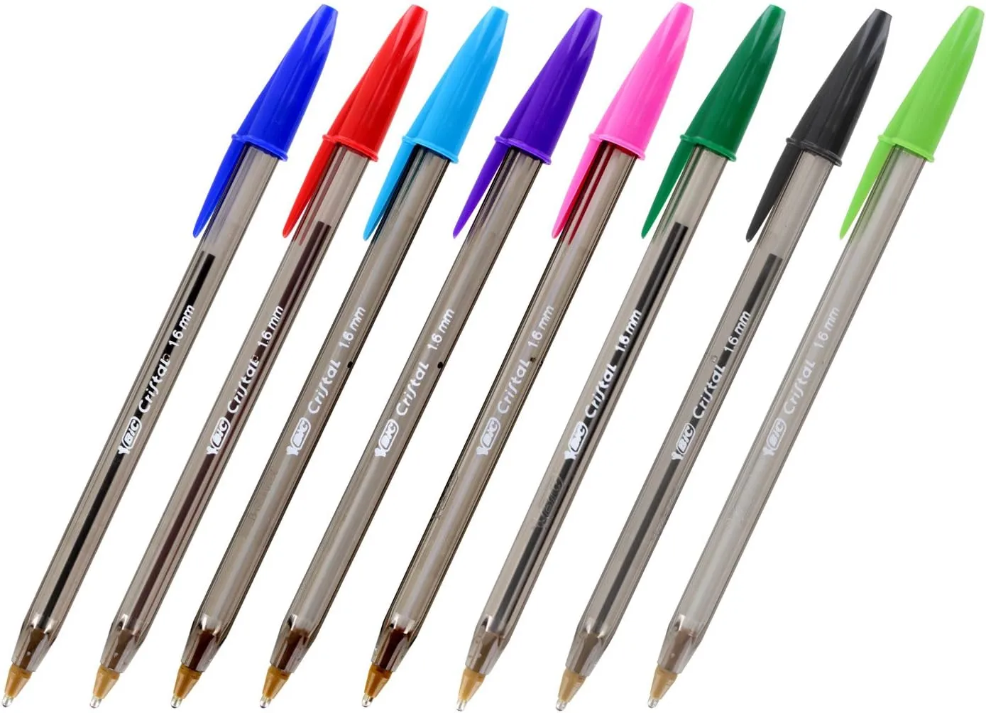 BIC Cristal Xtra Bold Ballpoint Pens, 1.6 mm, Translucent Barrel, Assorted Ink Colors, Pack Of 24 Pens