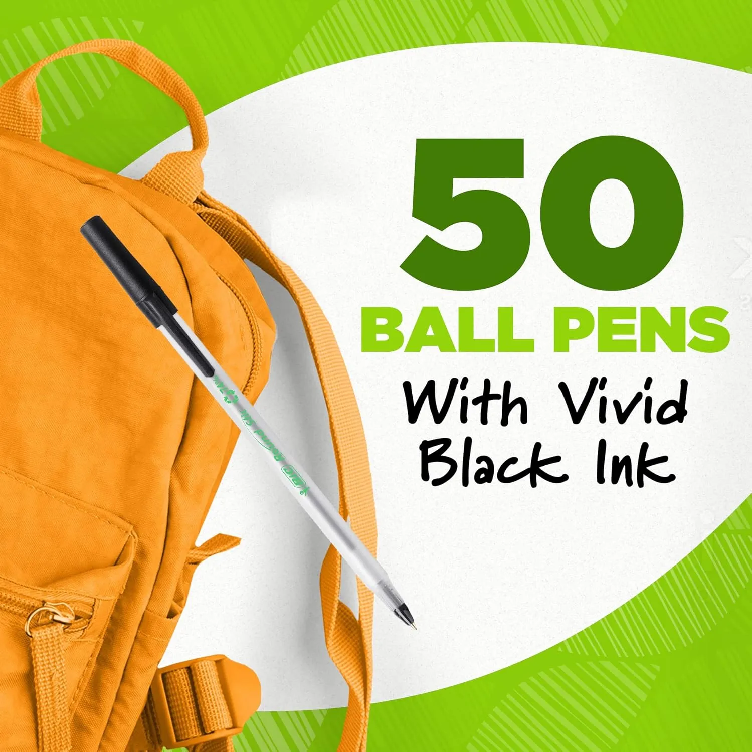 BIC Ecolutions Round Stic Ballpoint Pens, 1.0 mm, 50-Count