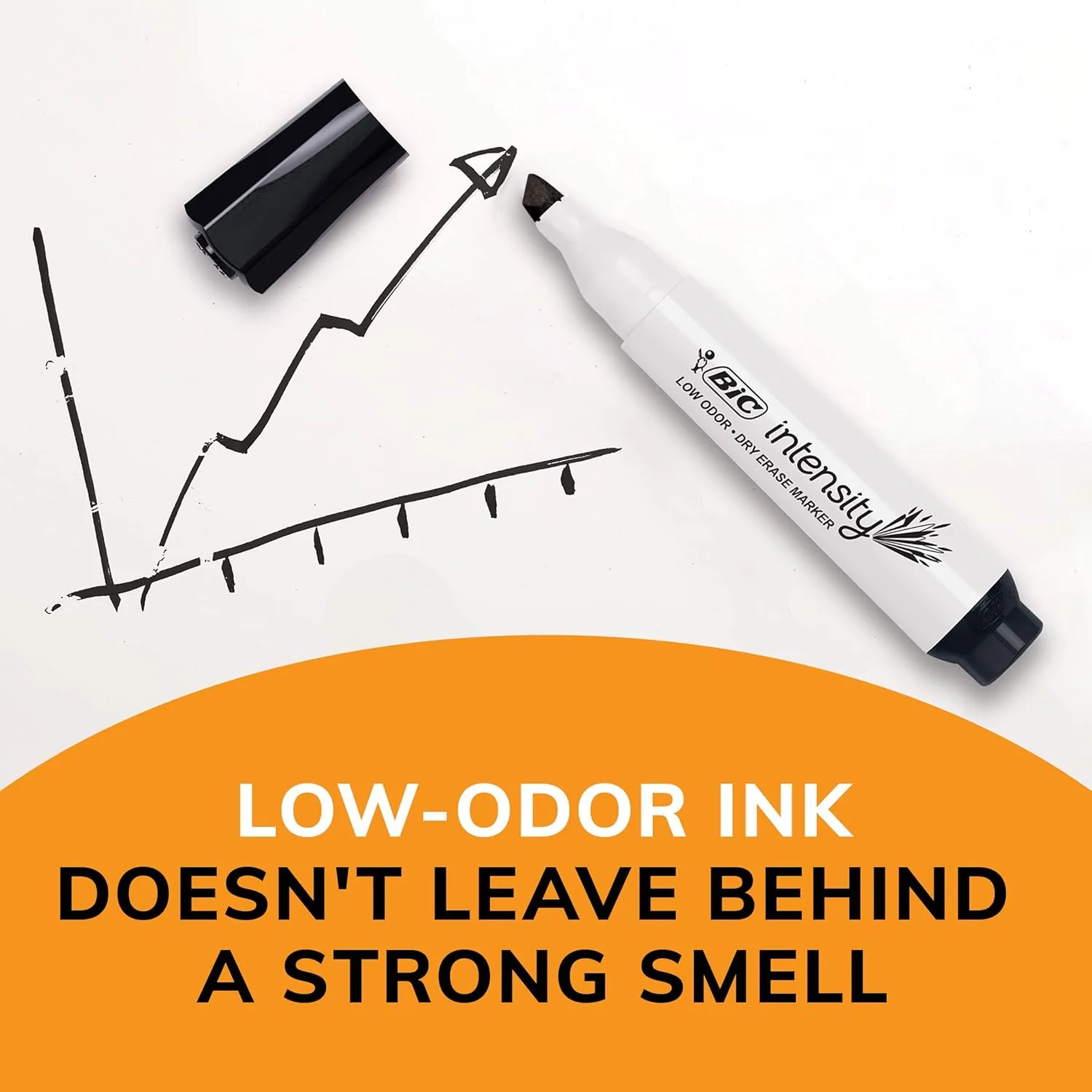 BIC Intensity Low Odor Black Chisel Tip Dry Erase Markers, 12 Count