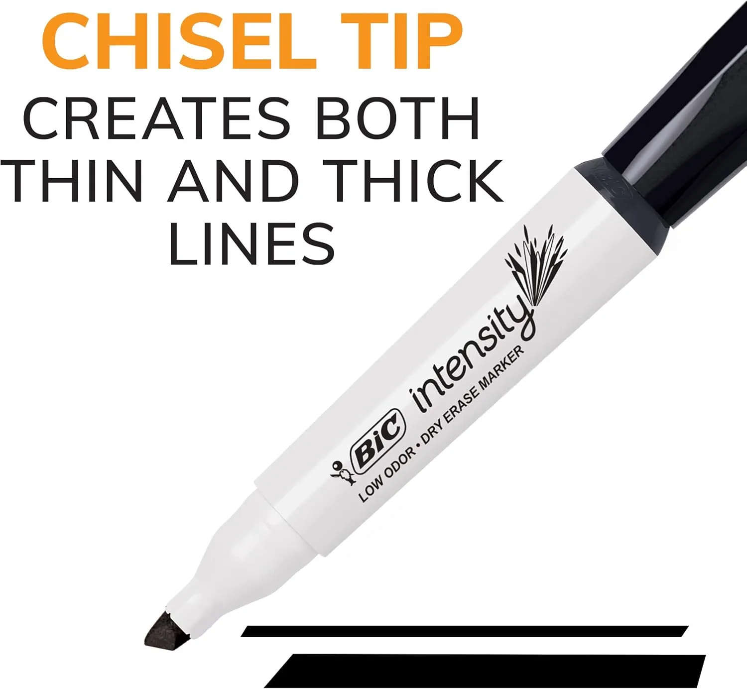 BIC Intensity Low Odor Black Chisel Tip Dry Erase Markers, 12 Count