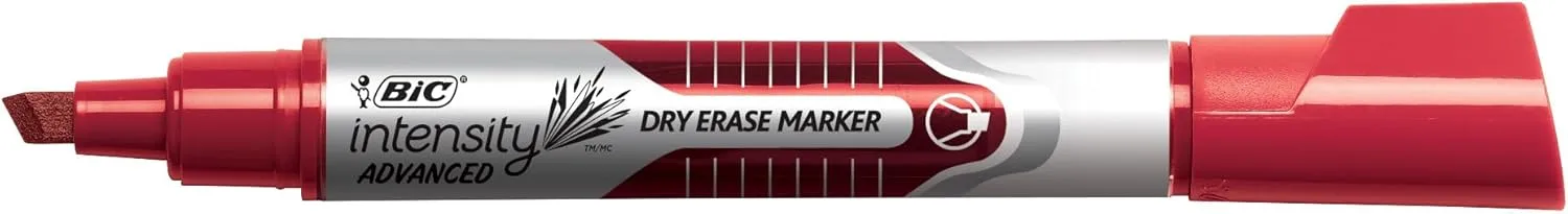 BIC Intensity Advanced Low Odor Dry-Erase Markers, Chisel Tip, Assorted, Pack of 4